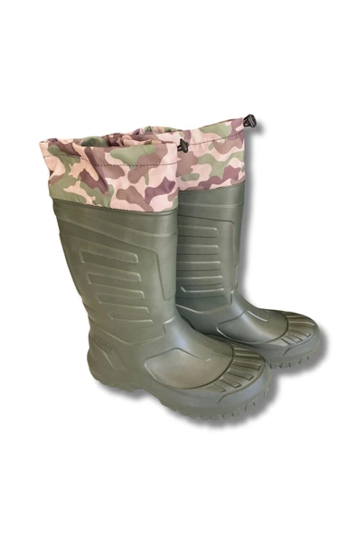 Serabien Soğuk-Sıcak İzolasyonlu Şok Emici Kaymaz Tabanlı Eva Kauçuk Çizme Yeşil - Resim 3