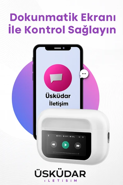 ÜSKÜDAR İLETİŞİM Dijital Ekranlı Kulaklık X36 ANC Gürültü Engelleme İOS     Android Tüm Telefonlara Uyumlu Kulaklık - 3