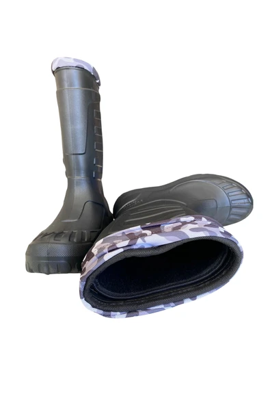 Serabien Soğuk-Sıcak İzolasyonlu Şok Emici Kaymaz Tabanlı Eva Kauçuk Çizme Siyah - 5