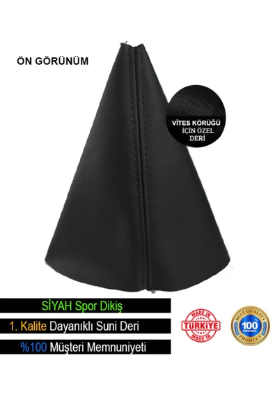 DesingONB Peugeot 206 Siyah Deri Özel Tasarım Siyah Spor Dikiş Vites Körüğü DesingONB - 1