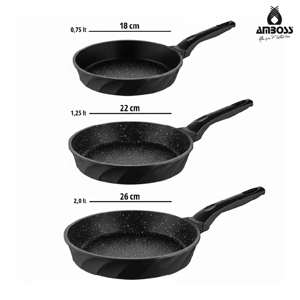 Vento 16 Parça Döküm Tencere Tava Sahan Seti (Siyah) - Resim 4