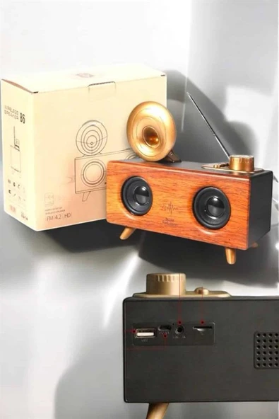 Bluetooth Hoparlör Ahşap Klasik Retro Gramofon Bluetooth Müzik Kutusu - 5