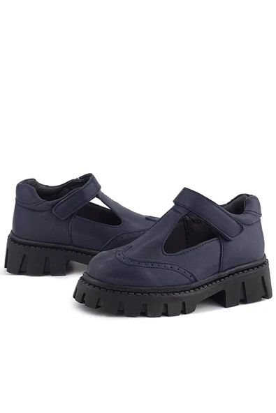 Rakerplus Lacivert Mat Cırtlı Kız Çocuk Okul Ayakkabı - 7