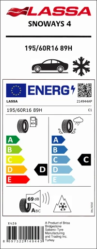 Lassa 195/60R16 89H M+S Sfm Snoways 4 Oto Kış Lastiği (Üretim Yılı:2025) - Resim 4