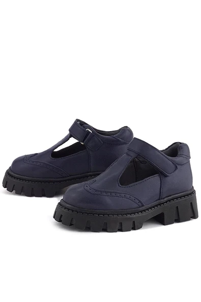 Rakerplus Lacivert Mat Cırtlı Kız Çocuk Okul Ayakkabı - 5