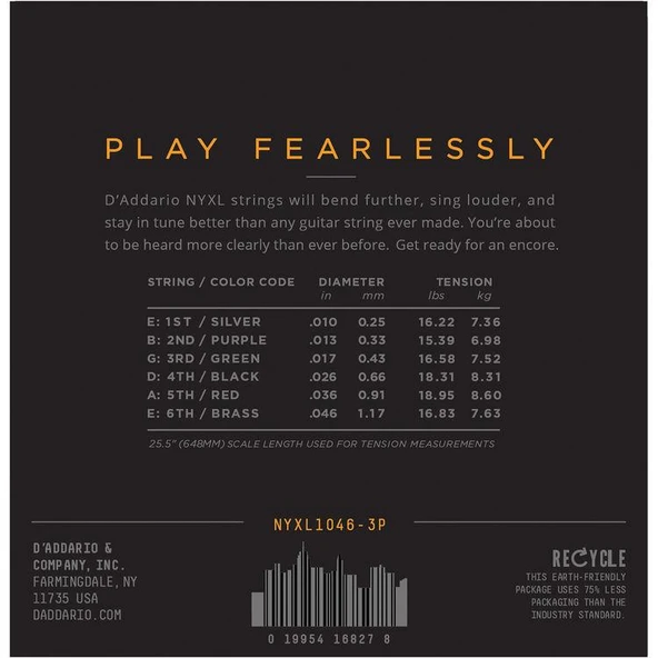 DADDARIO NYXL1046-3P ELEKTRO GİTAR TEL SETİ, 3 LÜ PAKET,  REGULAR LIGHT - 2