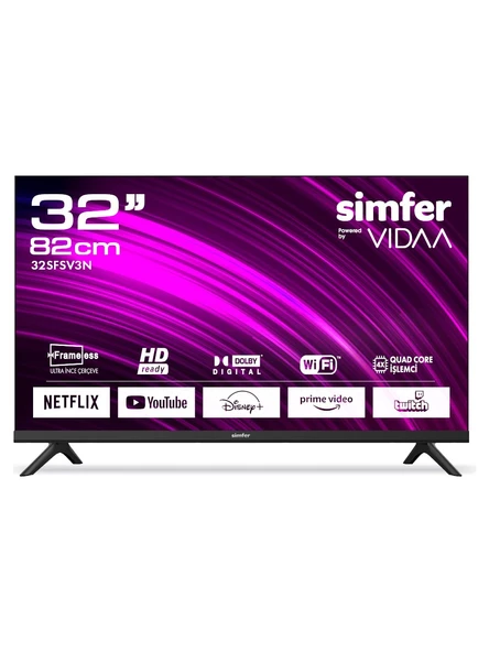 Simfer 32sfsv3n 32" 82 Ekran Uydu Alıcılı Hd Ready Vıdaa Smart Led Tv