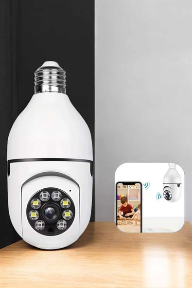 Ampul Görünümlü Güvenlik Kamerası Duylu Wifi Kamerası Dönebilen - 5