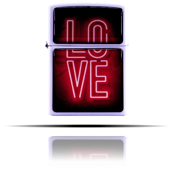 Love Basıkılı Beyaz Benzinli Çakmak - 5