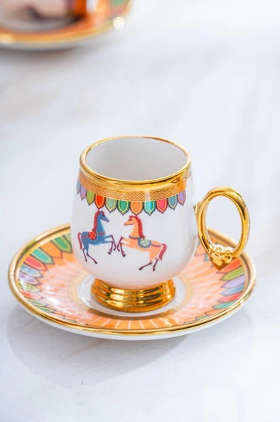 Acar Wilshire Turuncu 6'lı Kahve Fincan Takımı SHP-07188 - 3