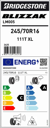 Brıdgestone 245/70R16Lt 111T M+S Sfm Blızzak Lm005 (4X4-Suv) Kış Lastiği (Üretim Yılı:2024) - 4