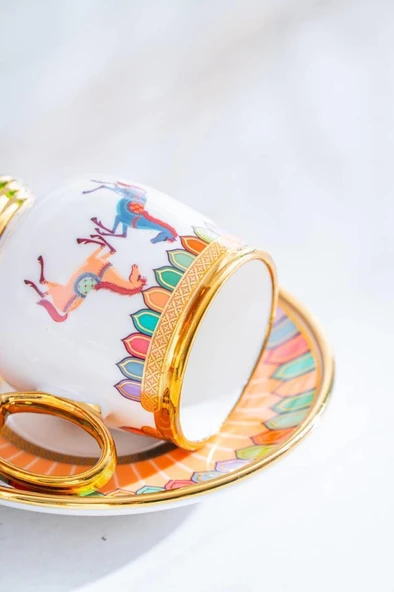 Acar Wilshire Turuncu 6'lı Kahve Fincan Takımı SHP-07188 - 5