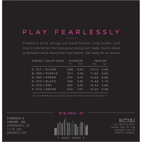 DADDARIO NYXL0942-3P ELEKTRO GİTAR TEL SETİ, 3 LÜ PAKET,  SUPER LIGHT - 2
