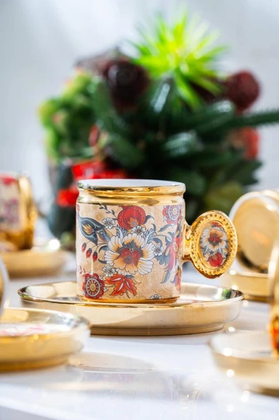 Acar Oskar Krem 6'lı Kahve Fincan Takımı SHP-07189 - 2