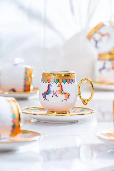 Acar Wilshire Turuncu 6'lı Kahve Fincan Takımı SHP-07188 - 2