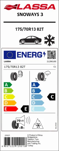 Lassa 175/70R13 82T M+S Sfm Snoways 3 Oto Kış Lastiği (Üretim Yılı:2024) - Resim 4