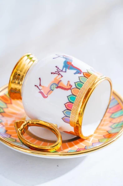 Acar Wilshire Turuncu 6'lı Kahve Fincan Takımı SHP-07188 - 6