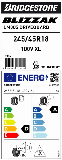 Brıdgestone 245/45R18 100V Xl M+Ssfm Blızzak Lm005Drıveguard R Oto Kış Lastiği (Üretim Yılı:2021) - Resim 4