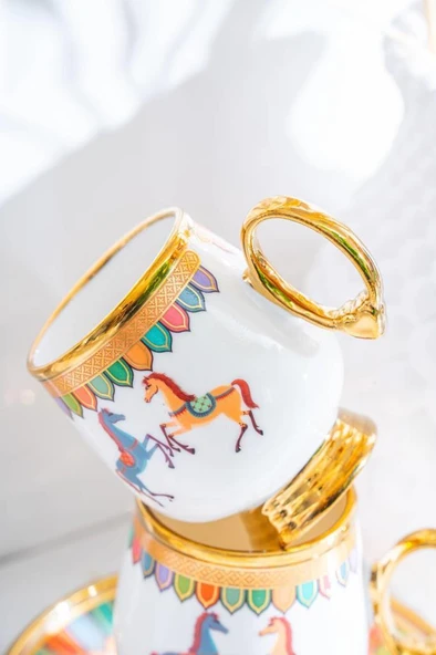 Acar Wilshire Turuncu 6'lı Kahve Fincan Takımı SHP-07188 - 4