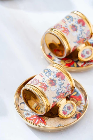 Acar Oskar Krem 6'lı Kahve Fincan Takımı SHP-07189 - 3