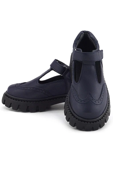 Rakerplus Lacivert Mat Cırtlı Kız Çocuk Okul Ayakkabı - 8
