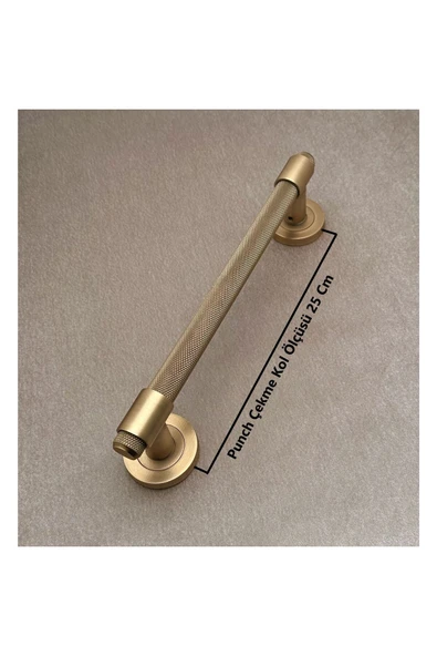 Punch Zamak A213 Mat Antik Sarı Çekme Kol Sürgülü Kapı Çekme Kolu 25 Cm 1 Adet - Resim 2