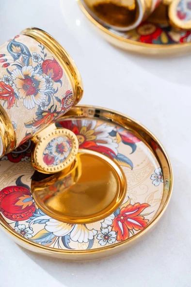 Acar Oskar Krem 6'lı Kahve Fincan Takımı SHP-07189 - 5