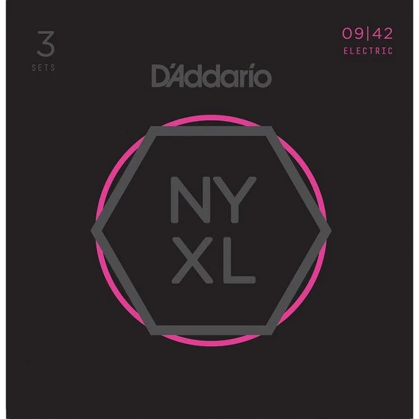 DADDARIO NYXL0942-3P ELEKTRO GİTAR TEL SETİ, 3 LÜ PAKET,  SUPER LIGHT