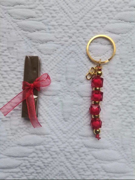 32 Adet Kişiye Özel Kına Hatırası Dağıtmalık Hediyelik Kırmızı Anahtarlık ve Paketlenmiş Kına - Resim 8