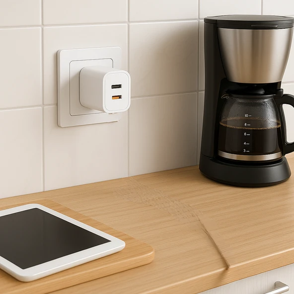 20W Hızlı Şarj Adaptörü - USB-A ve Type-C Çıkışlı, Kompakt ve Taşınabilir Tasarım - 6