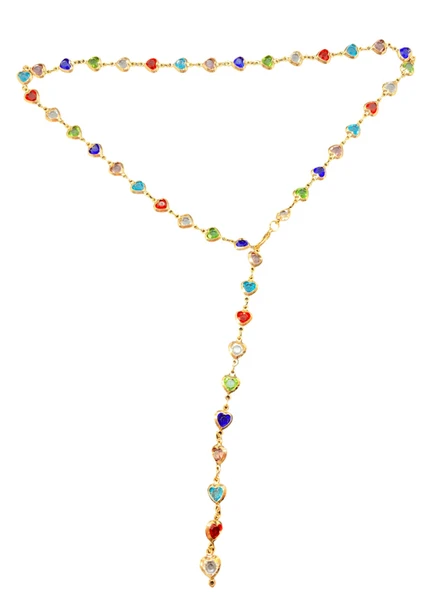 Altın Renk Kalp ve Renkli Taşlı 316L Çelik Lariat Y Kolye  – Zarif ve Şık ürün görseli 1