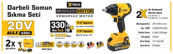 SGS AKÜLÜ DARBELİ SOMUN SIKMA / 20 VOLT / 4 Ah / BL SGS5502 - Resim 4