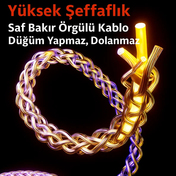 Renkli Işıklı 4’ü 1 Arada Çok Fonksiyonlu Hızlı Şarj Kablosu 60W Telefon, 27W Type-C to iPhone - 6