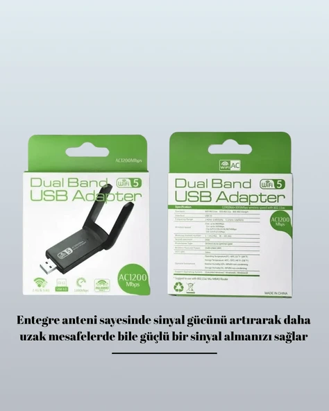 USB WiFi Adaptör – 1200 Mbps Hız - 4