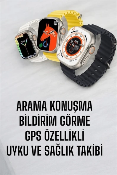 45 MM Gri Kasa Ultra Akıllı Saat Sesli Görüşme, Sağlık Takibi, Suya Dayanıklı - Resim 5
