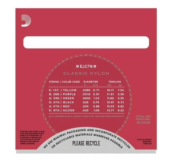 DADDARIO EJ27N KLASİK GİTAR TEL SETİ, 4/4, SILVERPLATED WOUND, NORMAL TENSION - Resim 3