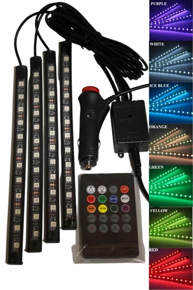 12'Lİ Şerit Led Işık RGB Sese ve Müziğe Duyarlı Araç İçi Ayak Altı - 3