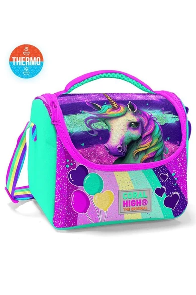 Coral High 2li Set Unicorn Desenli Okul Çantası Beslenme 23758 - Resim 7