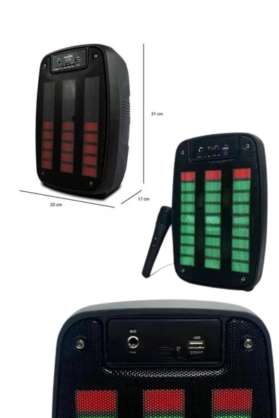 Bluetooth Hoparlör Taşınabilir Şarjlı Işıklı Büyük Boy Yüksek Ses Kaliteli - 3