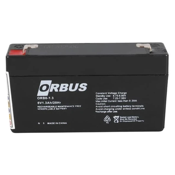 Orbus ORB-613 6 Volt 1.3 Amper Bakımsız Kuru Akü (98x25x52mm) - 3