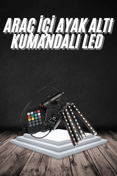 RGB Işıklı Araç İçi Aydınlatma Kumandalı 12'li Led Işık Renk Değiştirebilen