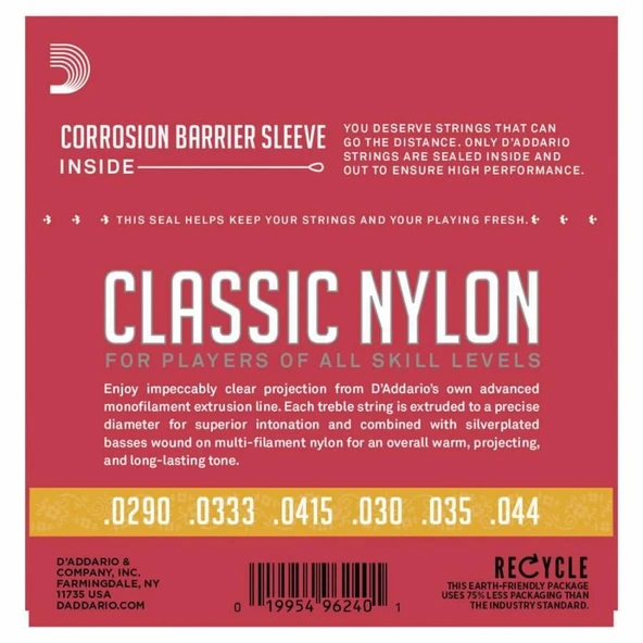 DADDARIO EJ27N 3/4 KLASİK GİTAR TEL SETİ, SILVERPLATED WOUND, NORMAL TENSION - Resim 3