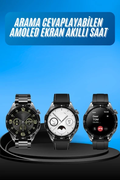 Amoled Ekran 3 Kordonlu Akıllı Saat 5.0 Bluetooth Bağlantılı Android ve İOS Uyumlu ürün görseli