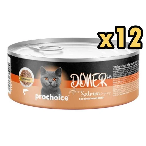 Prochoice Döner Bites Somonlu Yavru Kedi Konservesi 70 GR x 12 Adet ürün görseli
