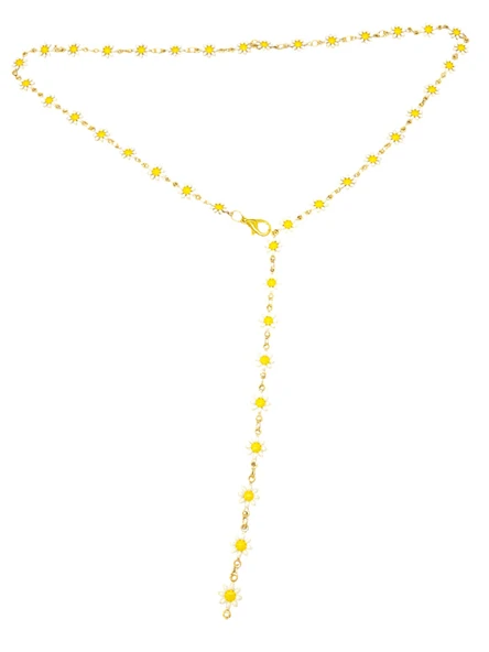 Papatya Detaylı Altın Renk Kaplama 316L Çelik Lariant Y Kolye - Doğanın Şıklığı ürün görseli 1