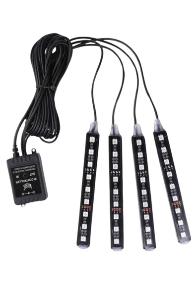 RGB Işıklı Araç İçi Aydınlatma Kumandalı 12'li Led Işık Renk Değiştirebilen - 5