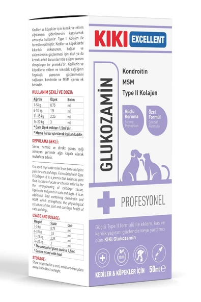 Kedi & Köpek Glukozamin - Kedi Ve Köpek Vitamini - Eklem, Kas, Kemik Yapısı Güçlendirici - 50 Ml.