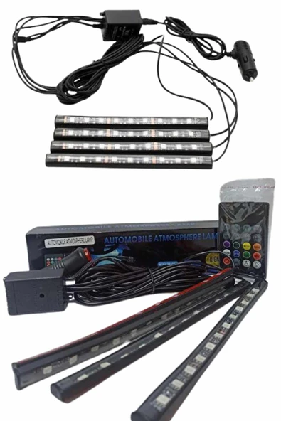 12'Lİ Şerit Led Işık RGB Sese ve Müziğe Duyarlı Araç İçi Ayak Altı - 4