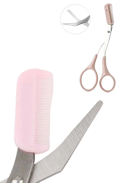 Kavisli Kaş Kirpik Düzeltici Bıyık Alma Taraklı Kaş Makası Yüz Bakım Seti Makas - Resim 4