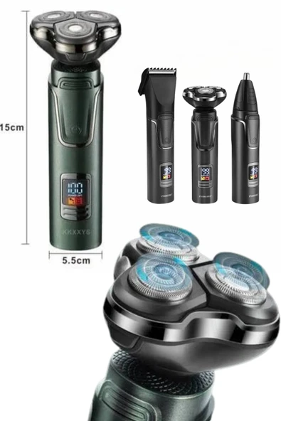 Yüksek Performanslı 3 Başlıklı Profesyonel Şarjlı Islak ve Kuru Kullanıma Uygun - Resim 5